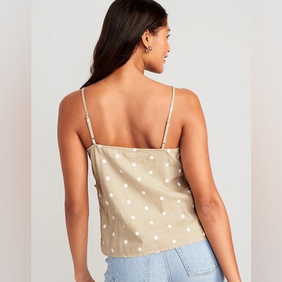BNWT Old Navy Linen Blend Polka Dot Tank Top, size medium. - Picture 2 of 8